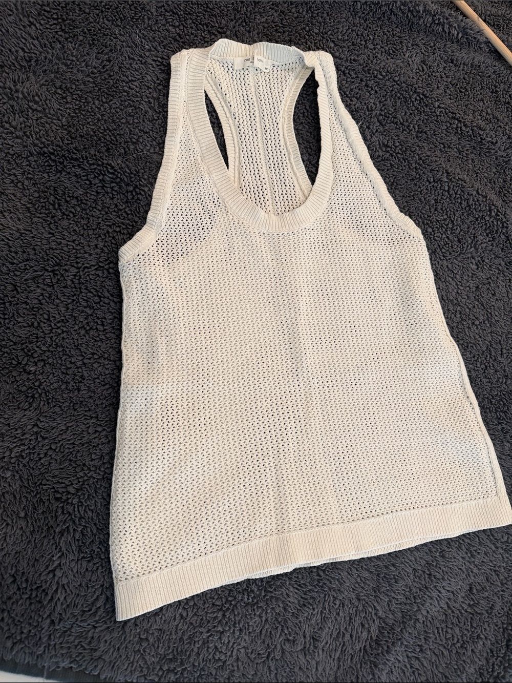 Rag & Bone Cream Open Knit Crochet Racerback Tank Top